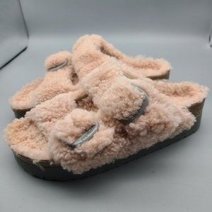 Birkenstock Papillio sandal Pink Arizona Big Buckle Teddy Shearling 7 38 new